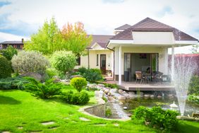 Modern home with beautiful lawn