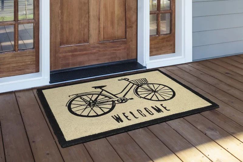 Williston Forge Black "Marini" Non-Slip Outdoor Doormat