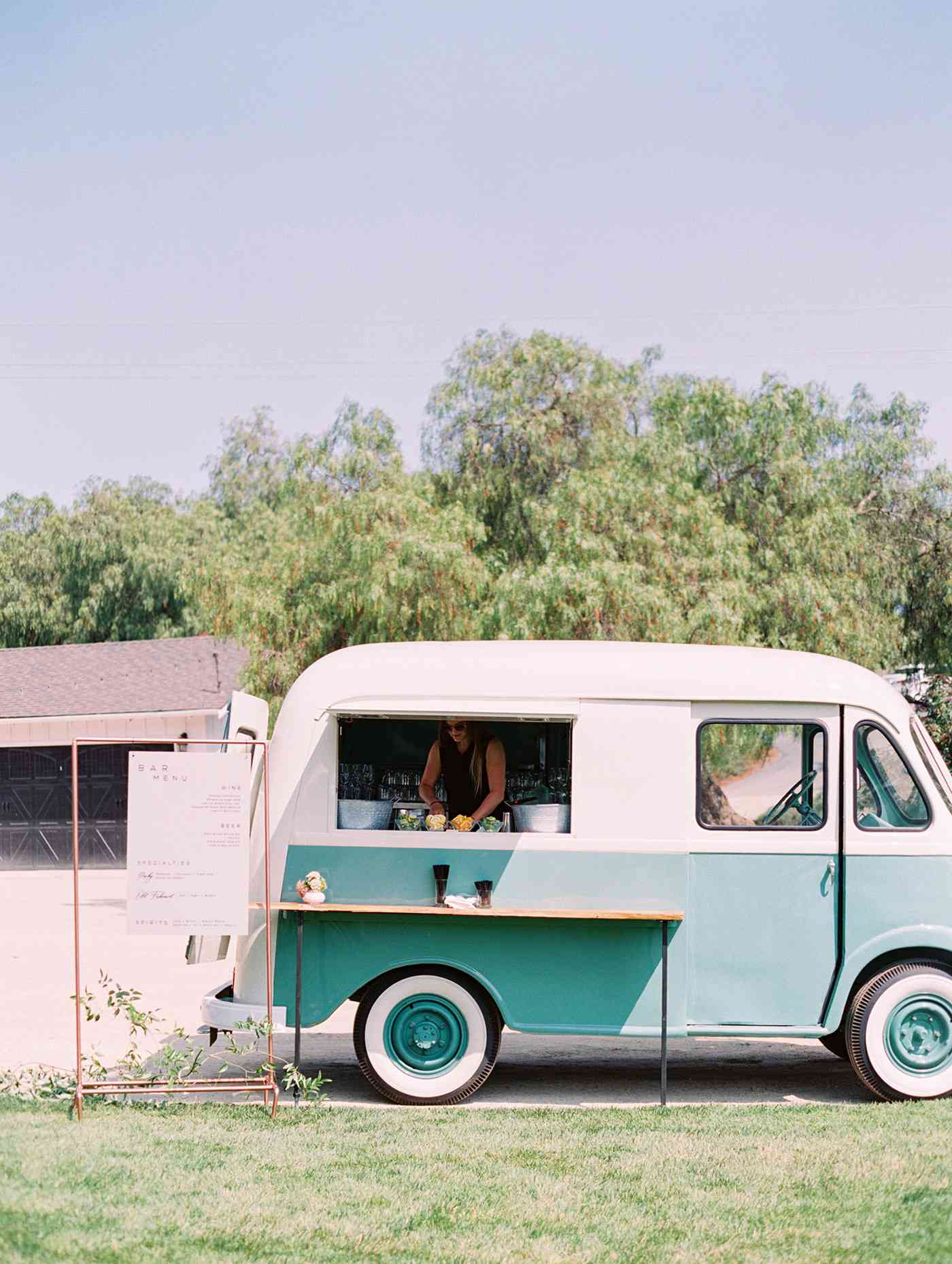 Caitlin and Fletcher wedding cocktail hour mini bus