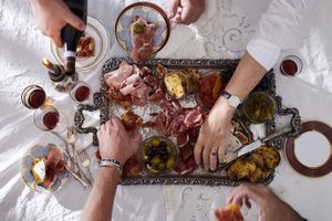 Mezze meats and breads platter