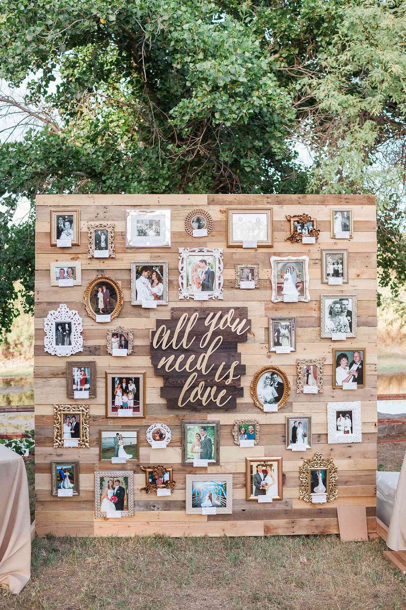 family photo wall with song lyric