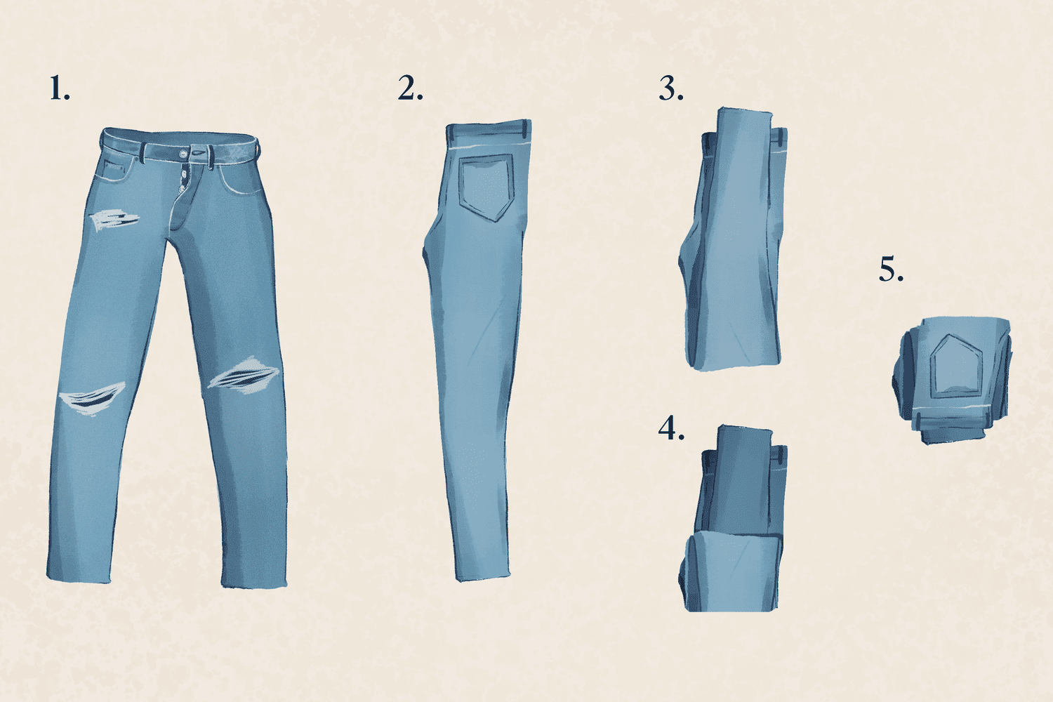 Illustration of jeans being folded