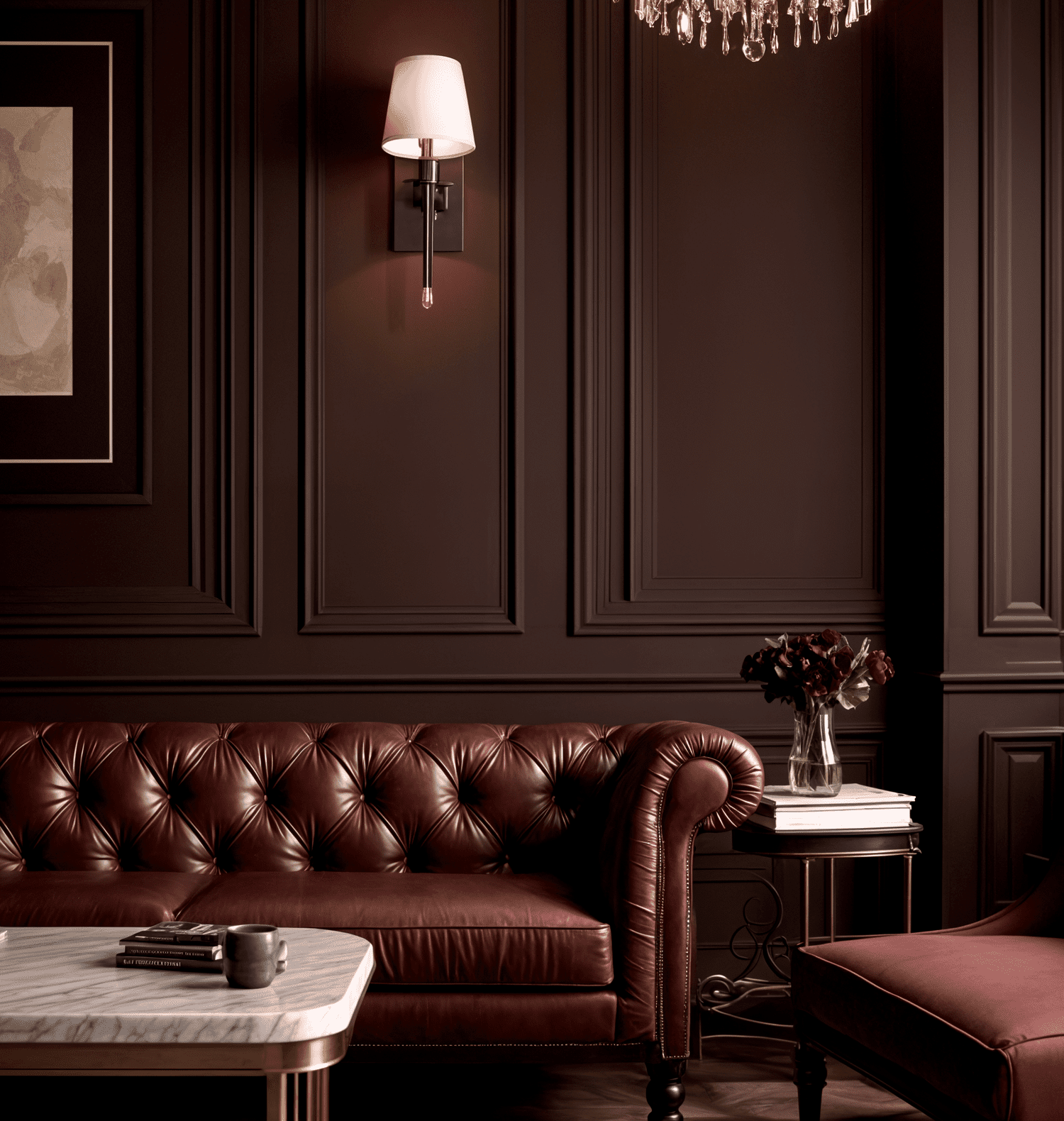 Interior painted brownish red