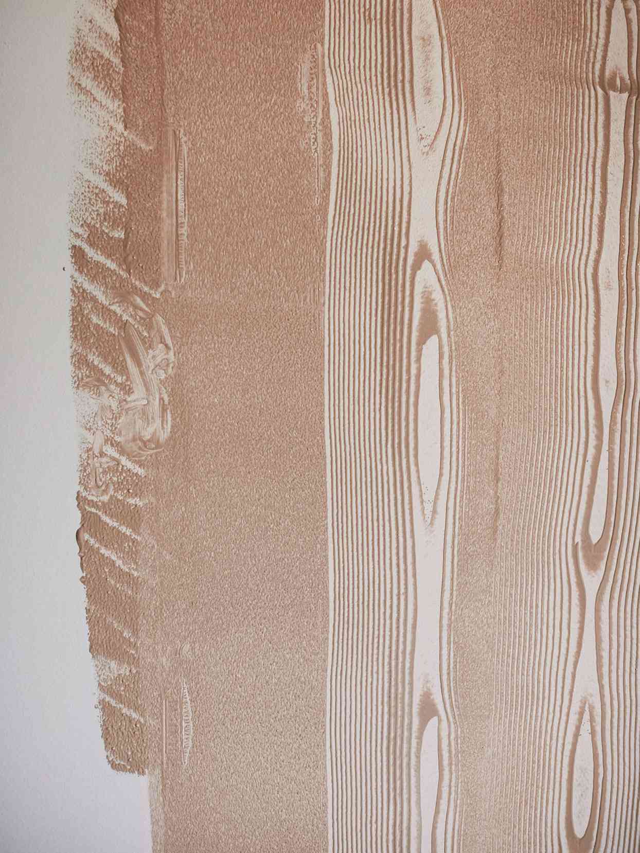 faux bois wall in the middle of process