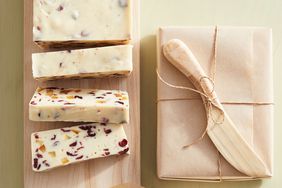 white chocolate citrus fudge with cranberries and candied citrus