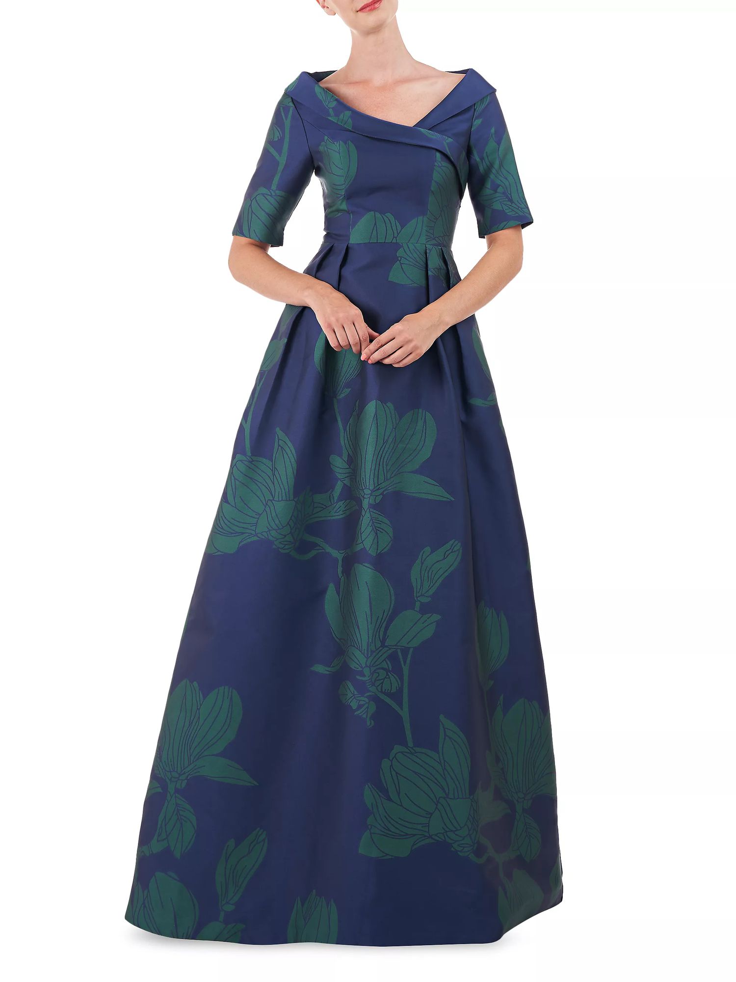 Blue and green formal gown