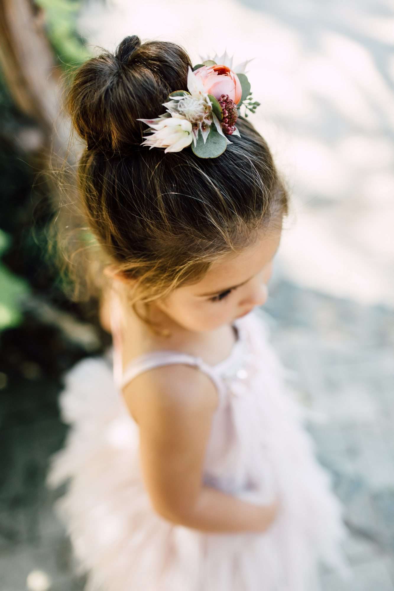 Flower Girl Hairstyle High Sock Bun
