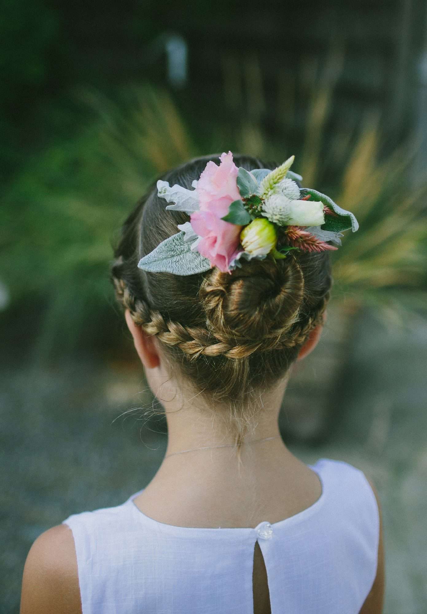 Flower Girl Hairstyle Under Braid and Bun
