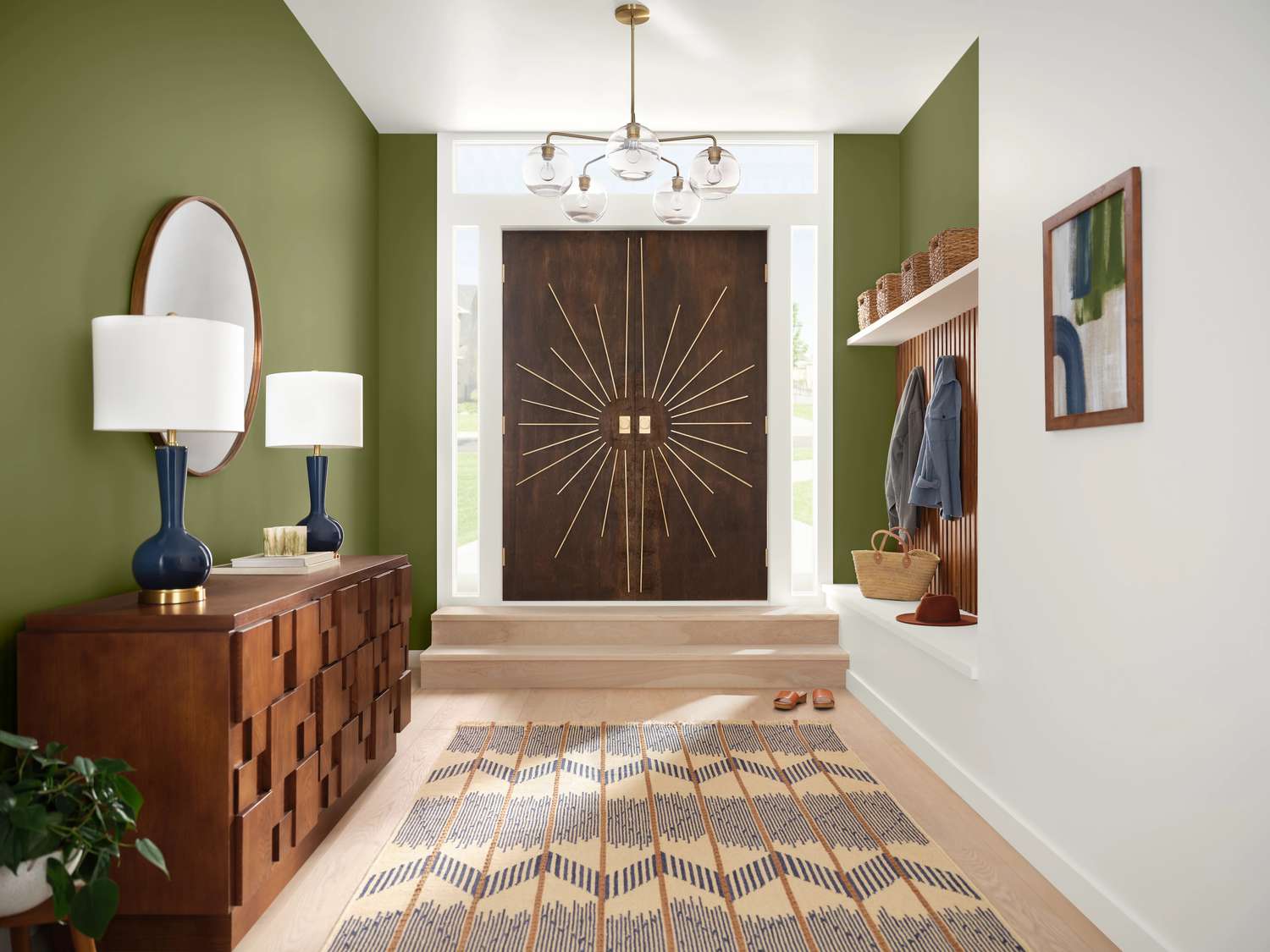 hallway paint sherwin williams basque green