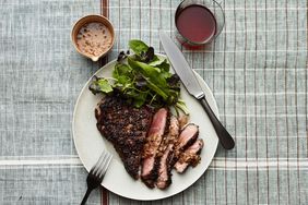 Steak dinner with salad