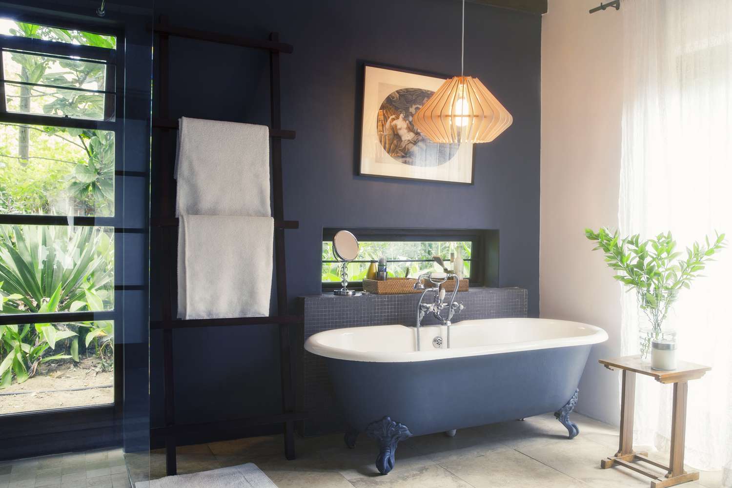 Navy blue bathroom