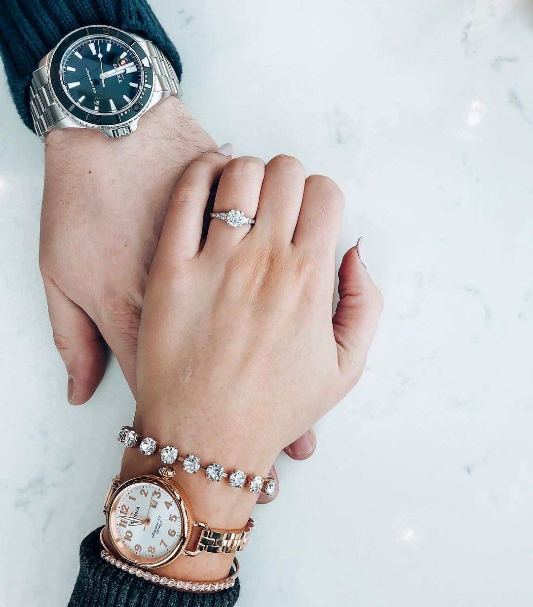 engagement ring selfie holding hands with finance