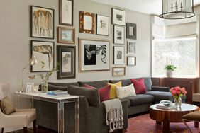 Gallery wall above a sofa