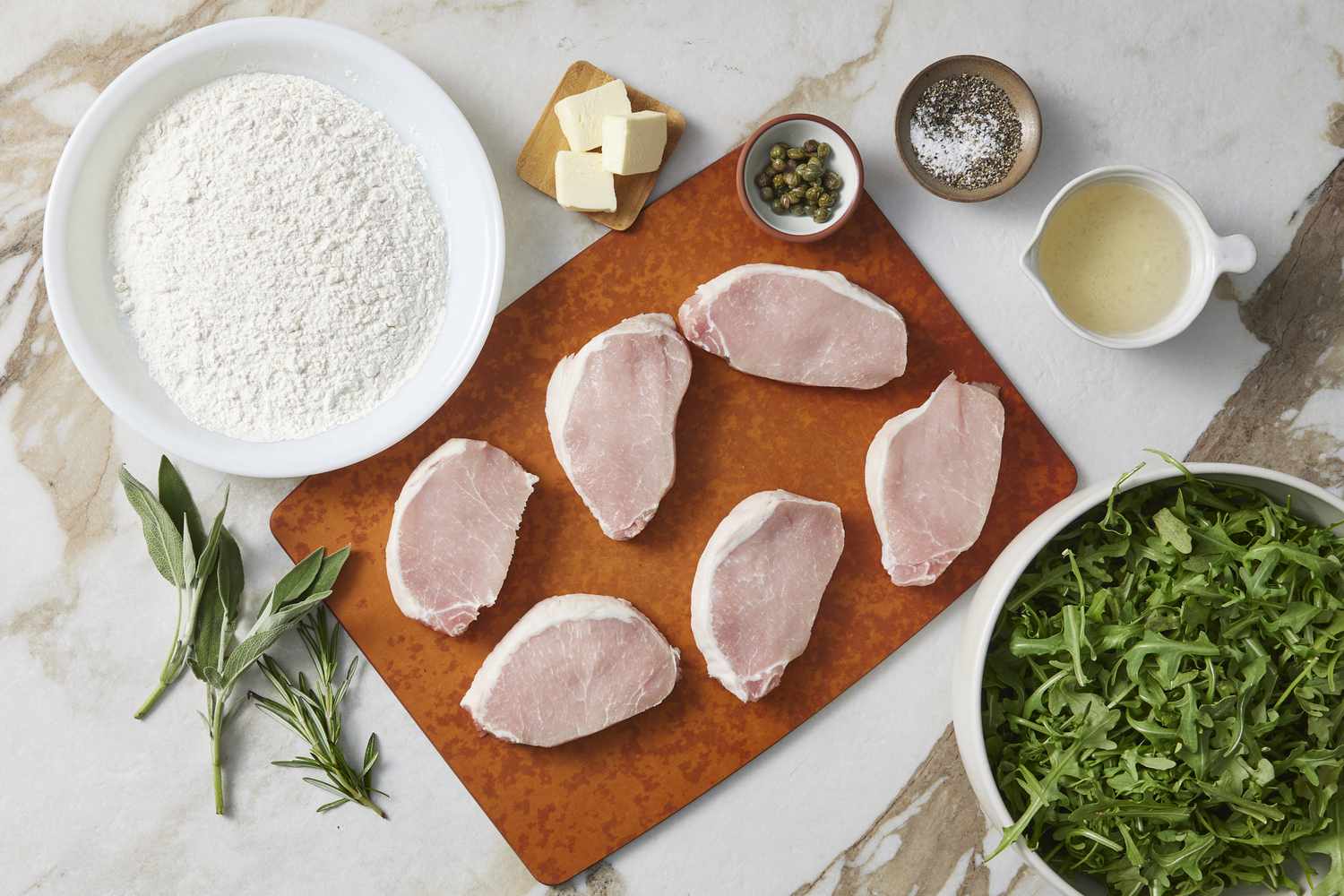 Ingredients to make pork scaloppine 