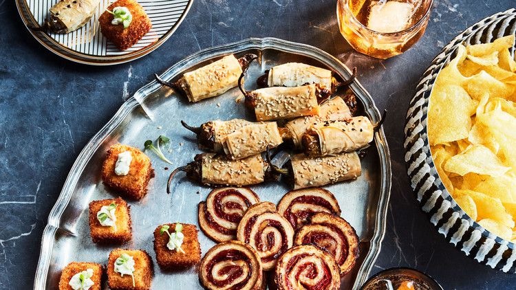 feta stuffed shishitos in phyllo