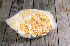 frozen grated cheese in plastic bag
