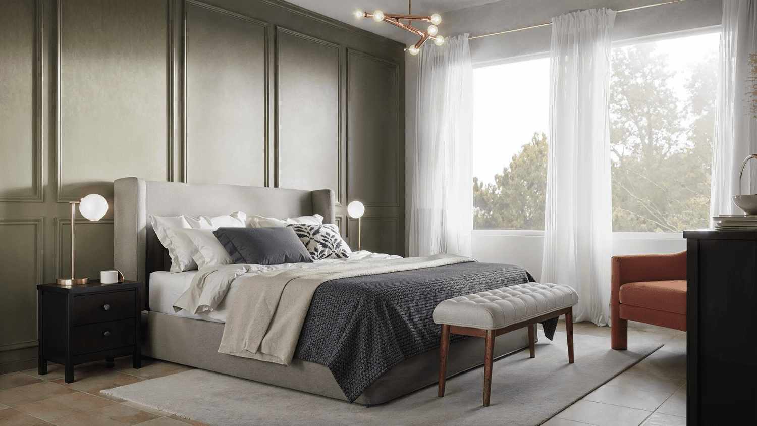 wainscoting green bedroom