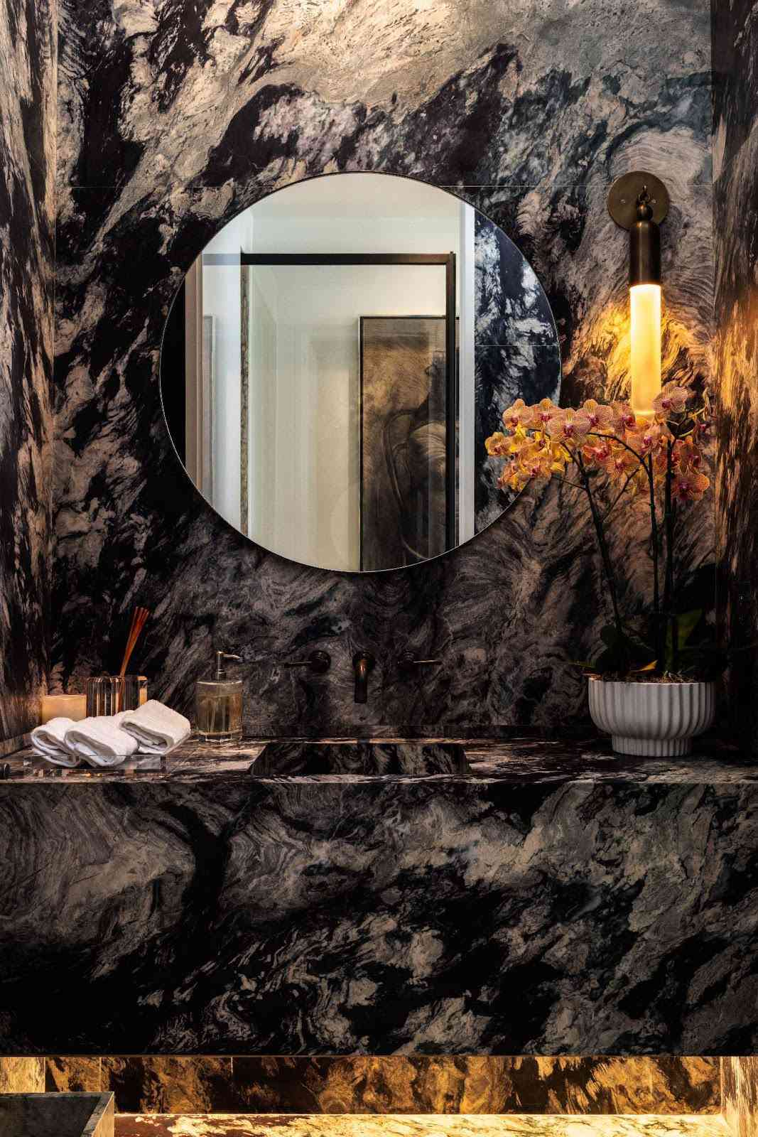 a marble bathroom