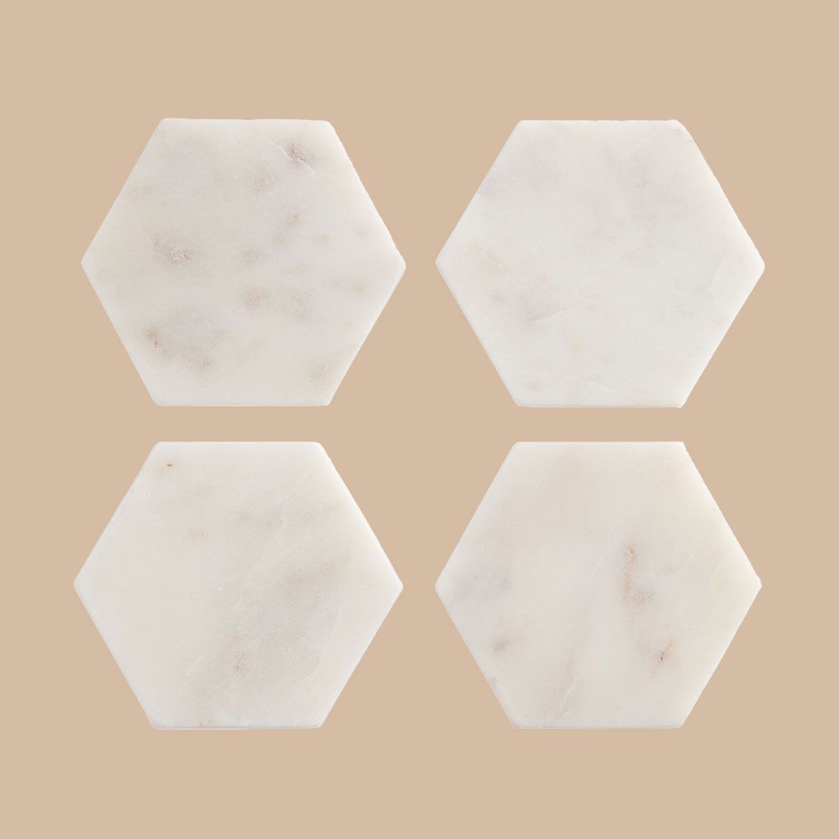 White Marble Hexagon Coasters 4 Pack