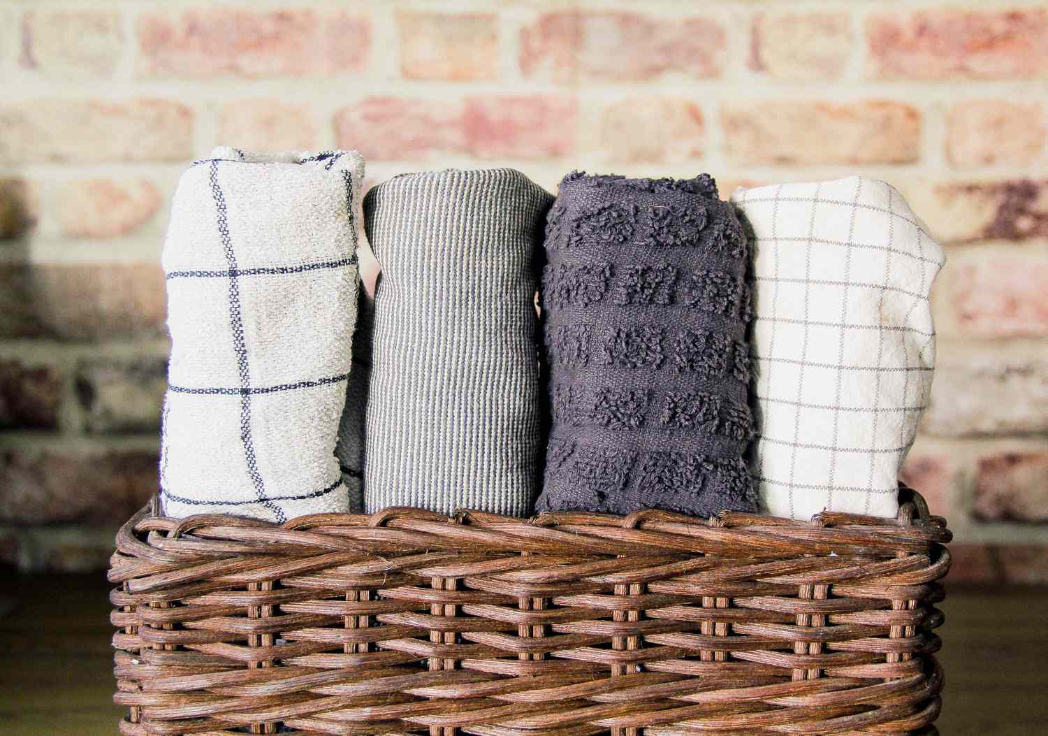Dish towels in basket