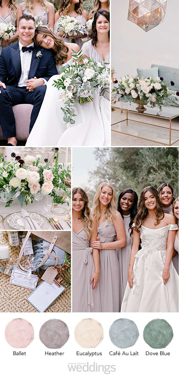 wedding color palette mood board pale pink, cream and sea foam
