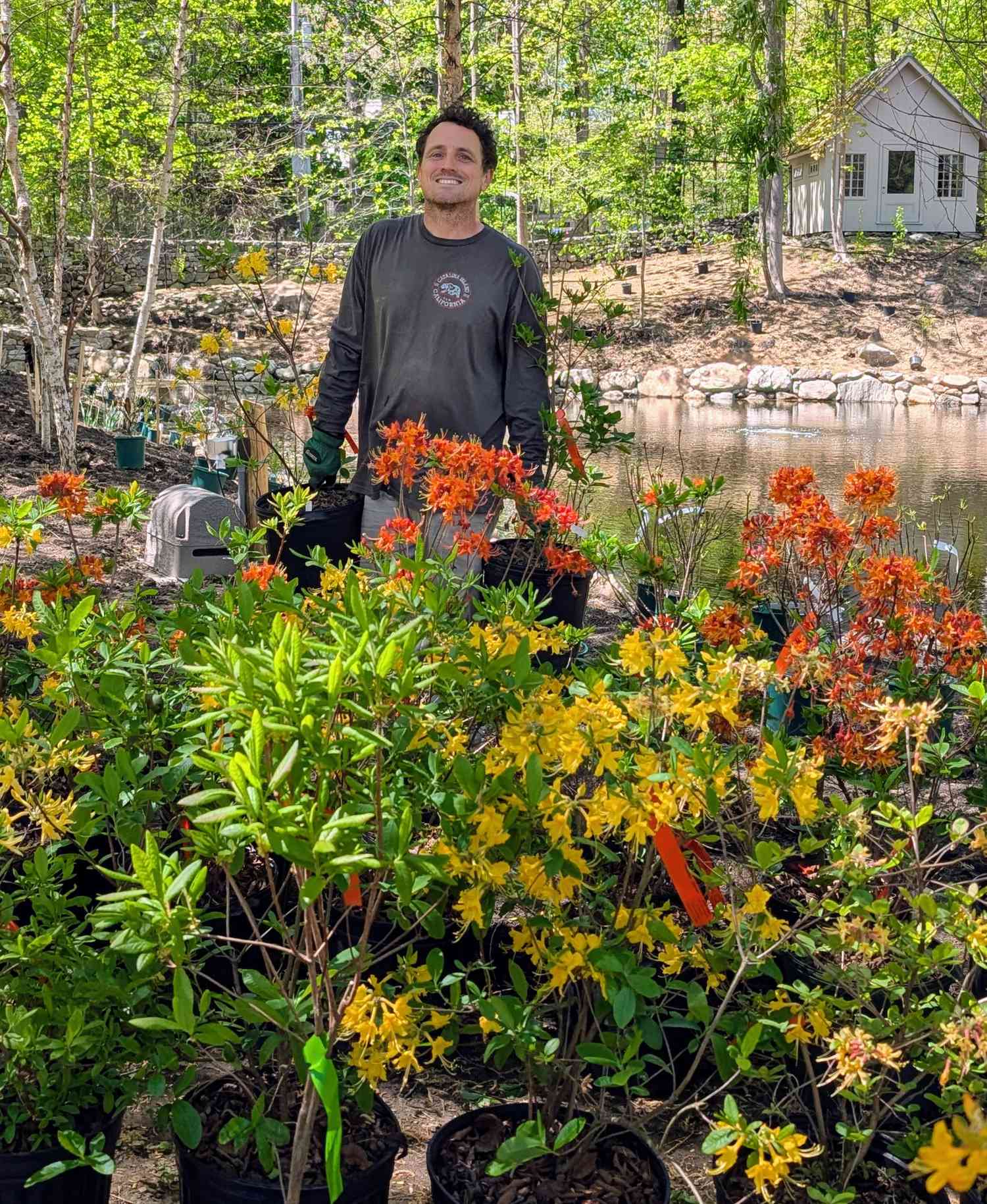 Ryan McCallister planting flowers