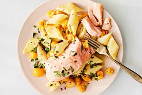 Penne with Garlicky Tomatoes and Salmon 