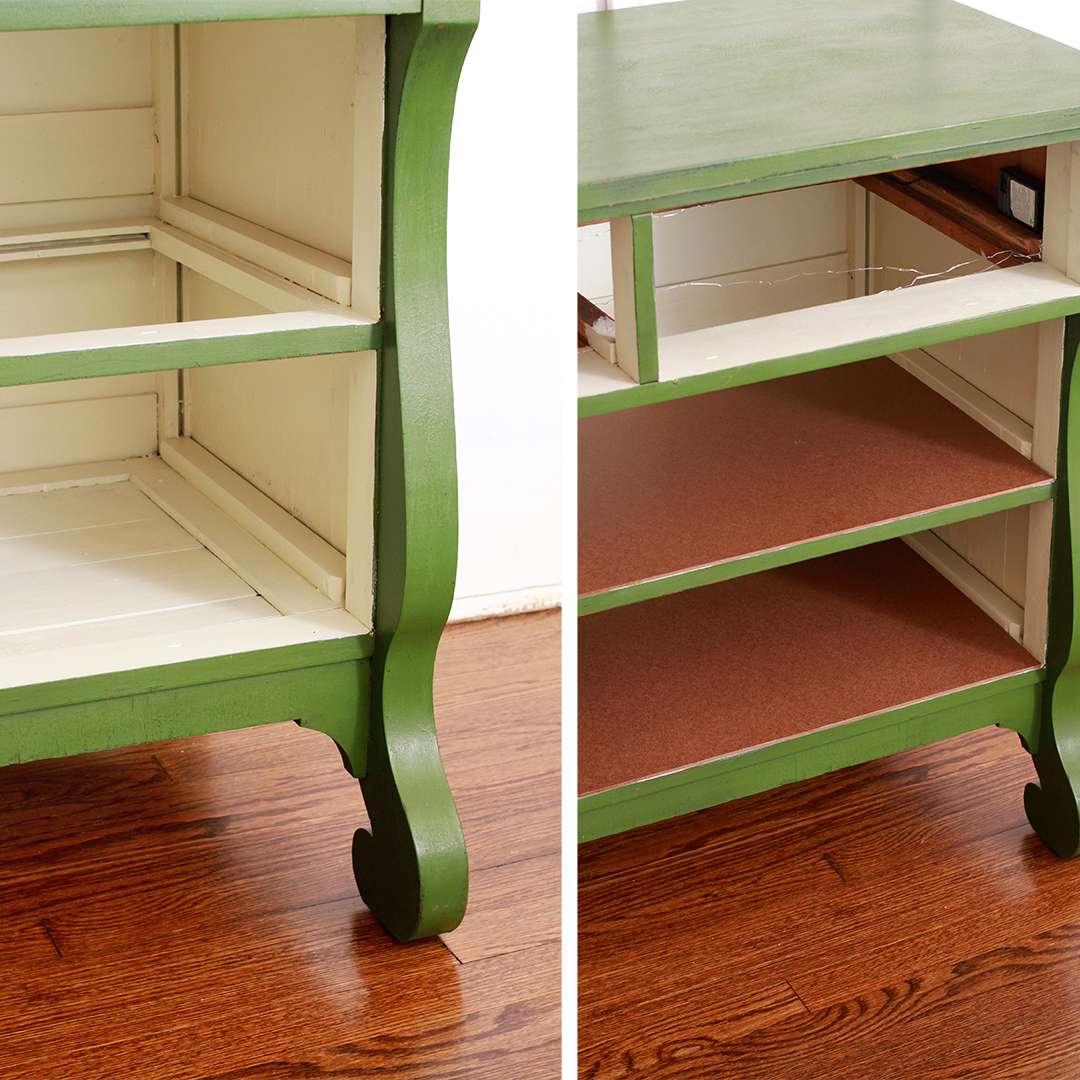 dresser with the floors being redone