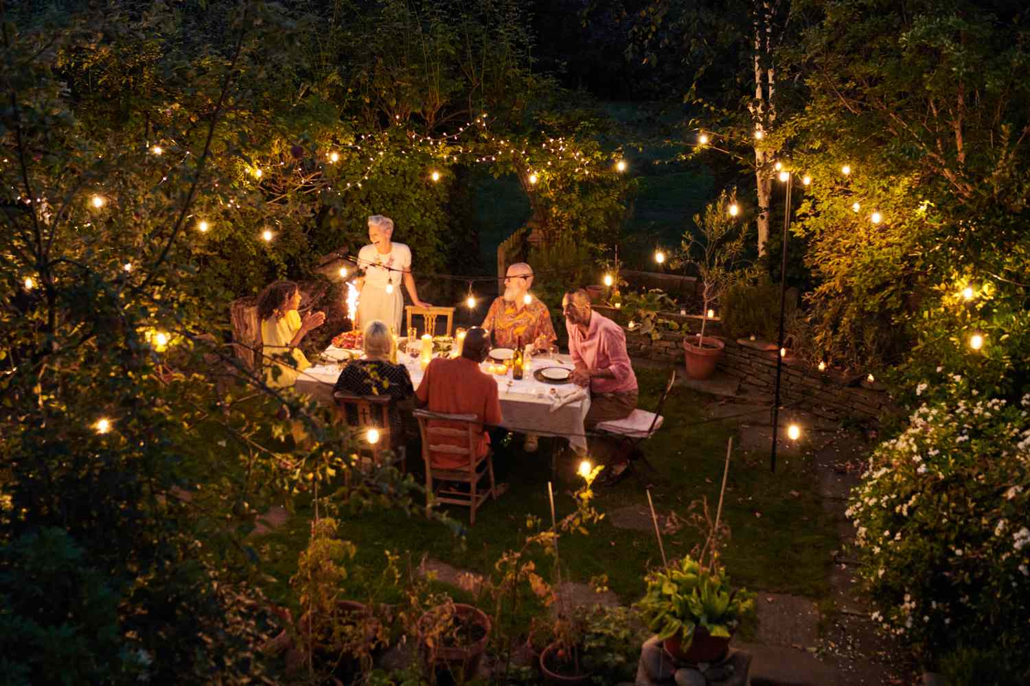 outdoor evening party in the summer