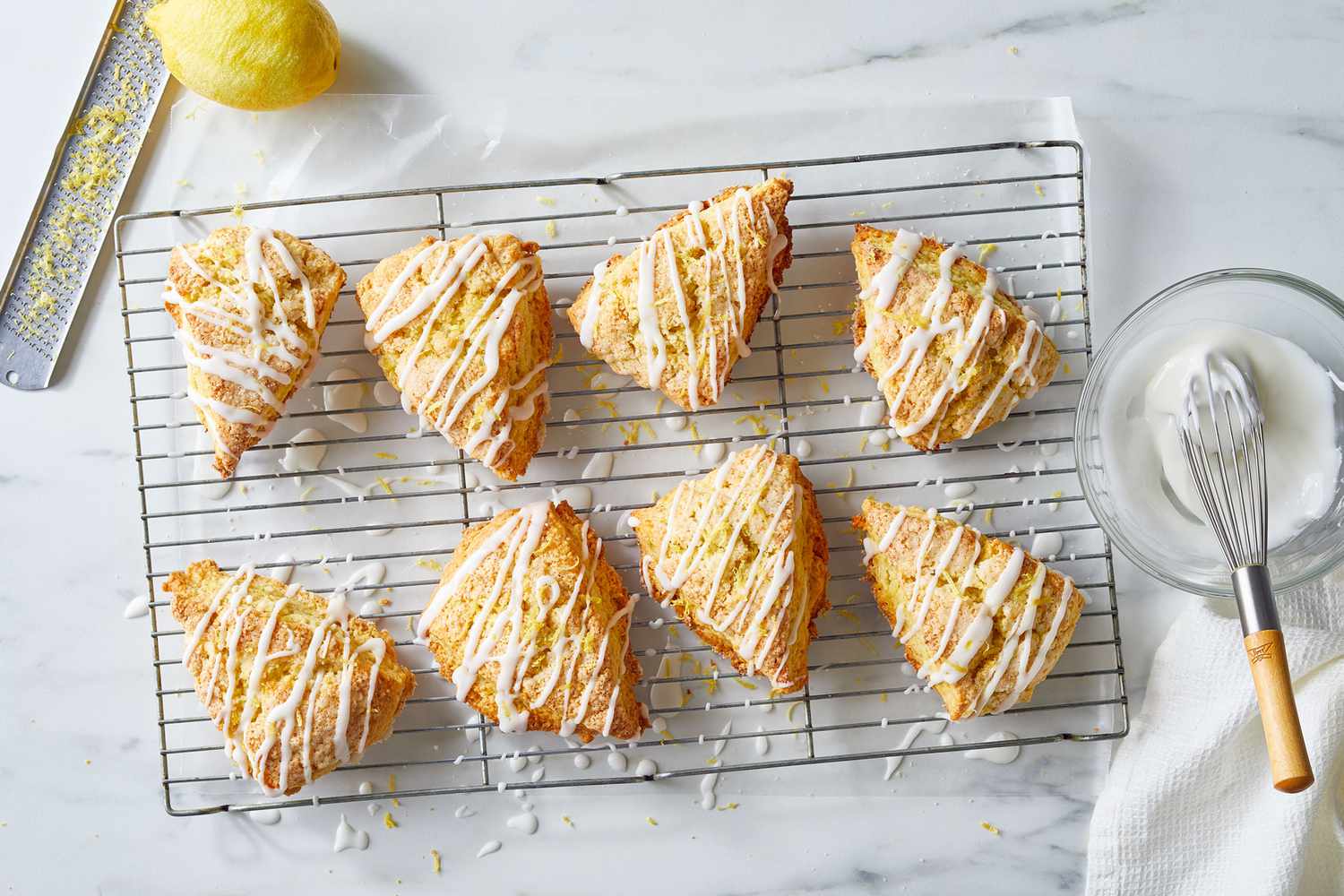 lemon scones atop cooling wrack