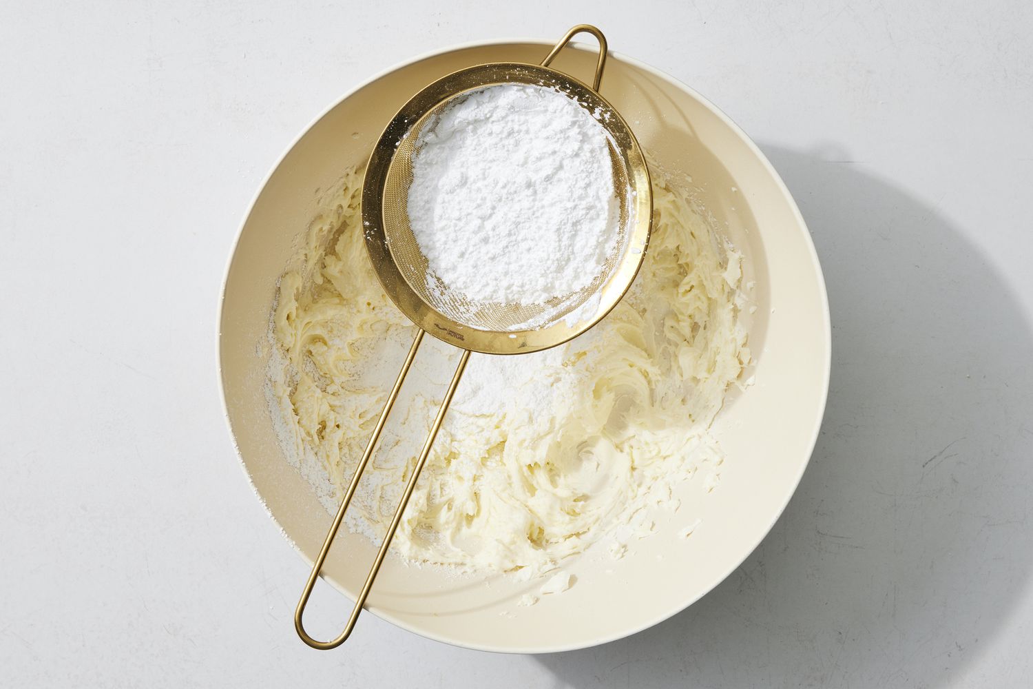 Overhead view of frosting with sugar