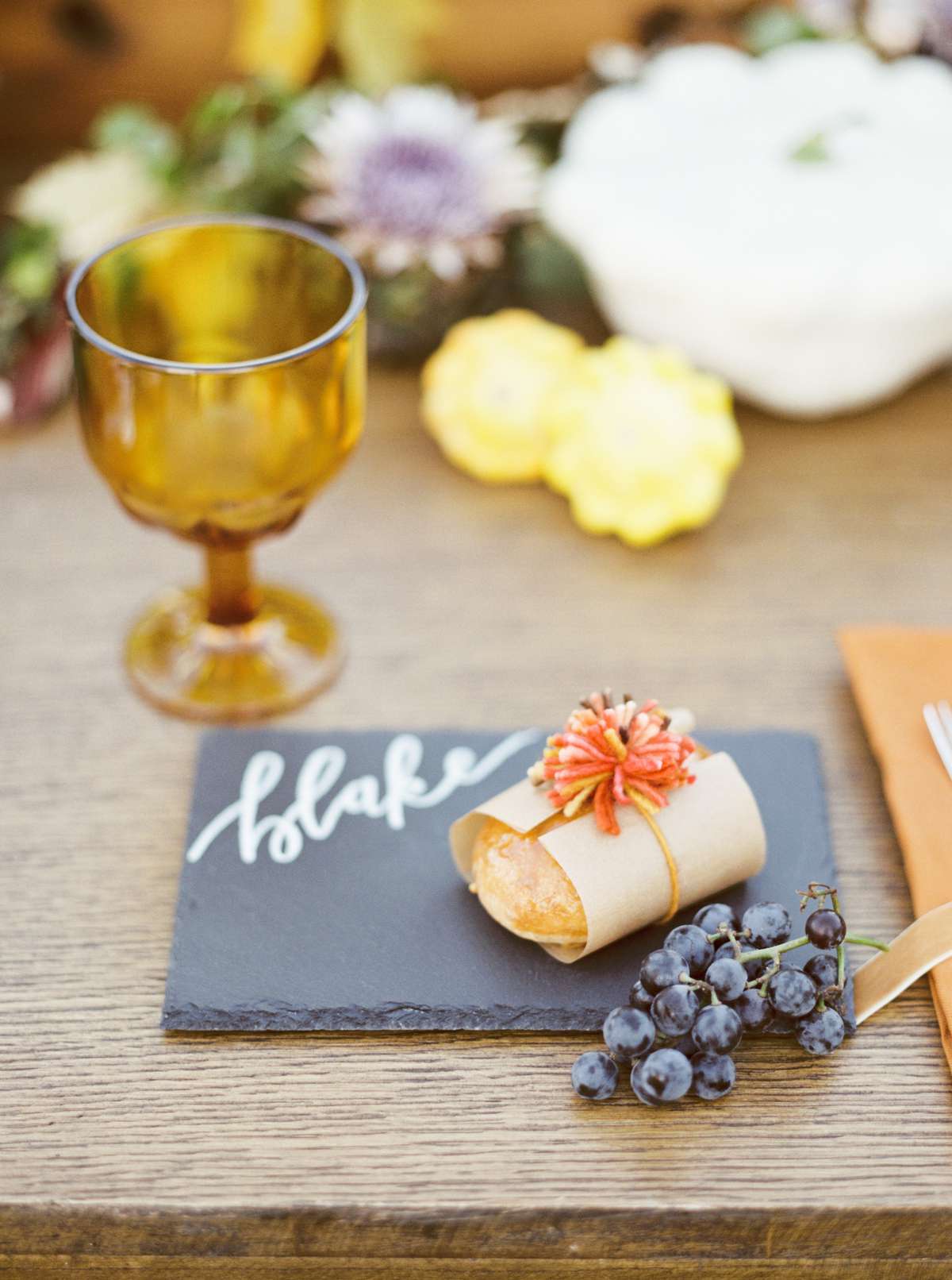 appetizers on slate place card
