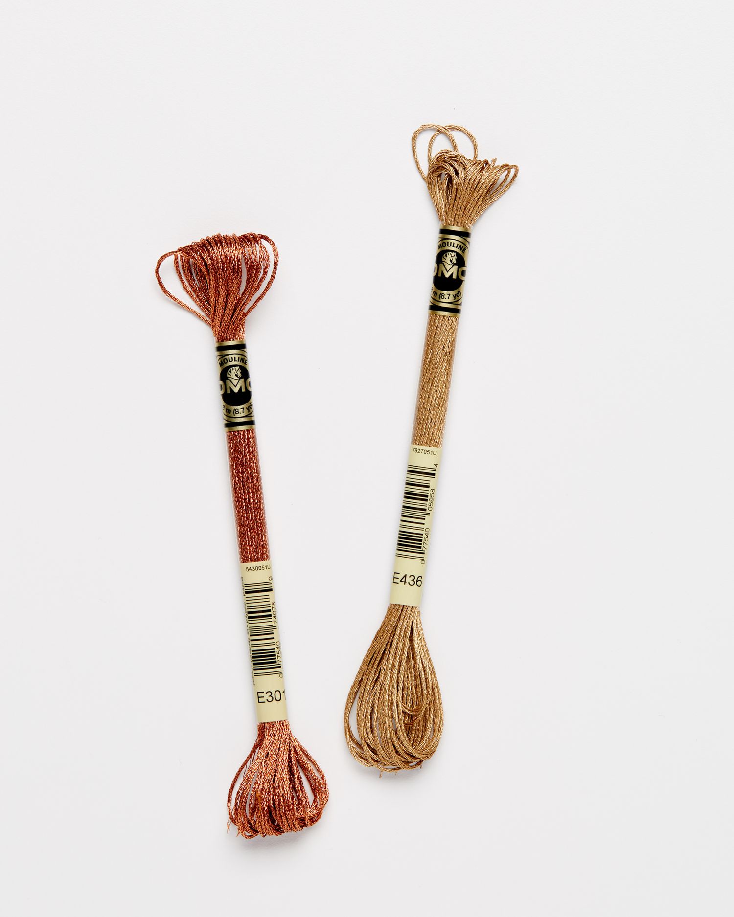 metallic embroidery mouline etoile floss against a white background
