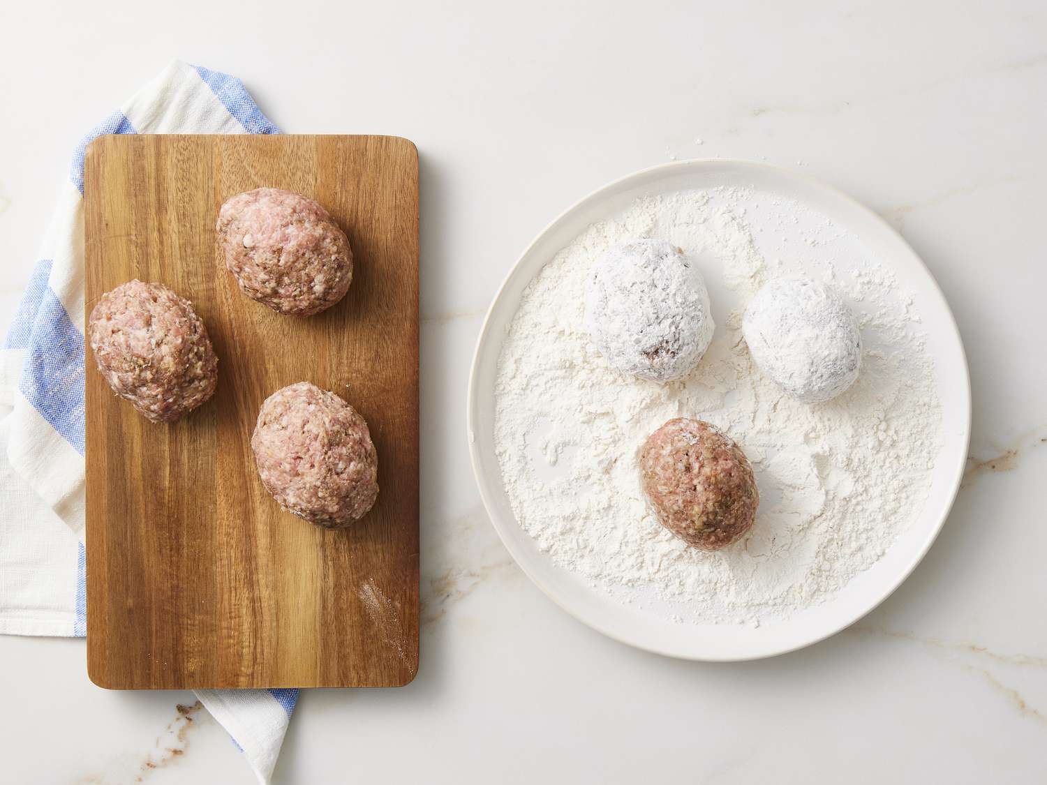 Scotch eggs in flour