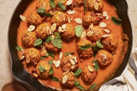 Turkey Meatballs in Apricot Sauce with Mint and Almonds recipe