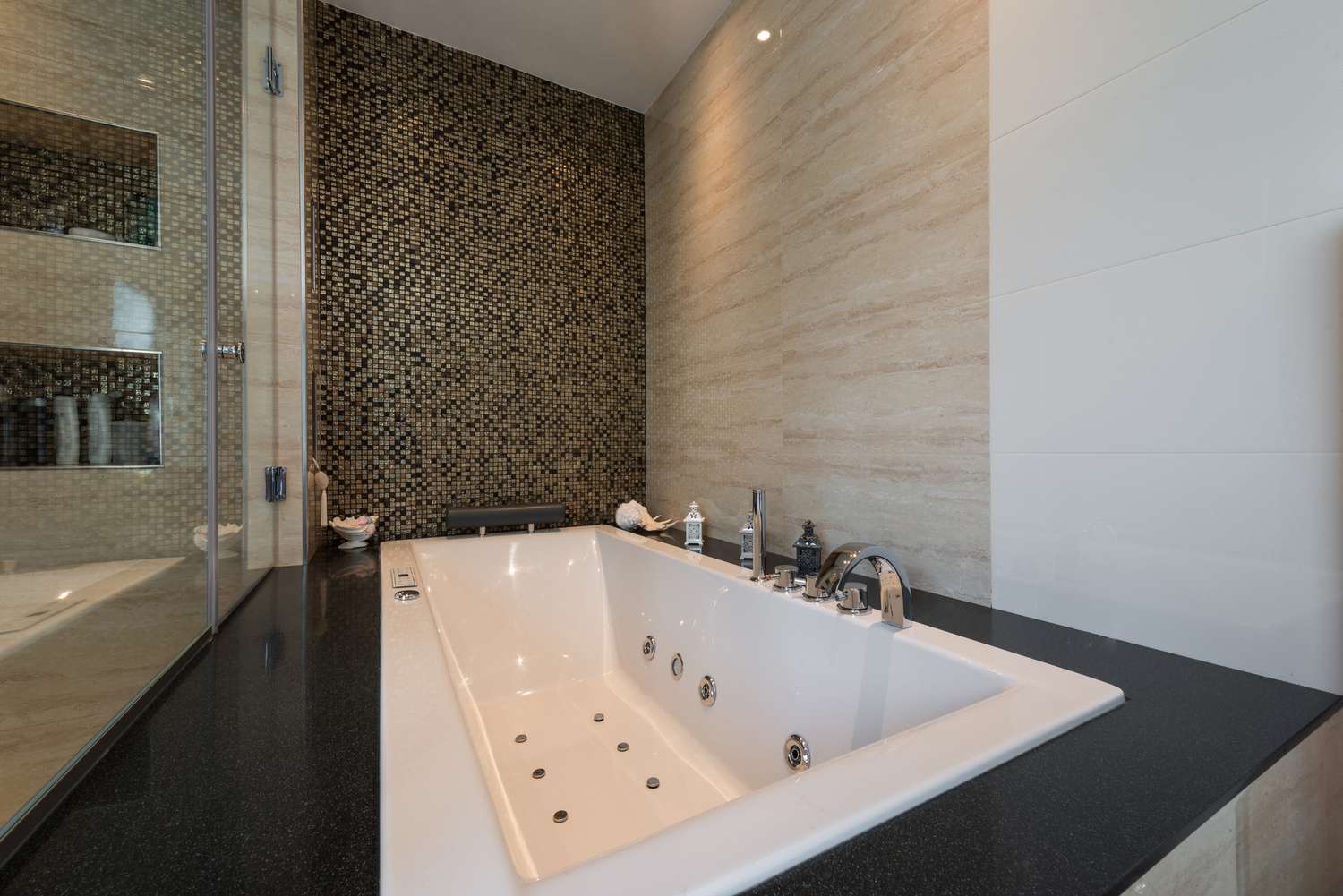 luxury bathroom with hot tub