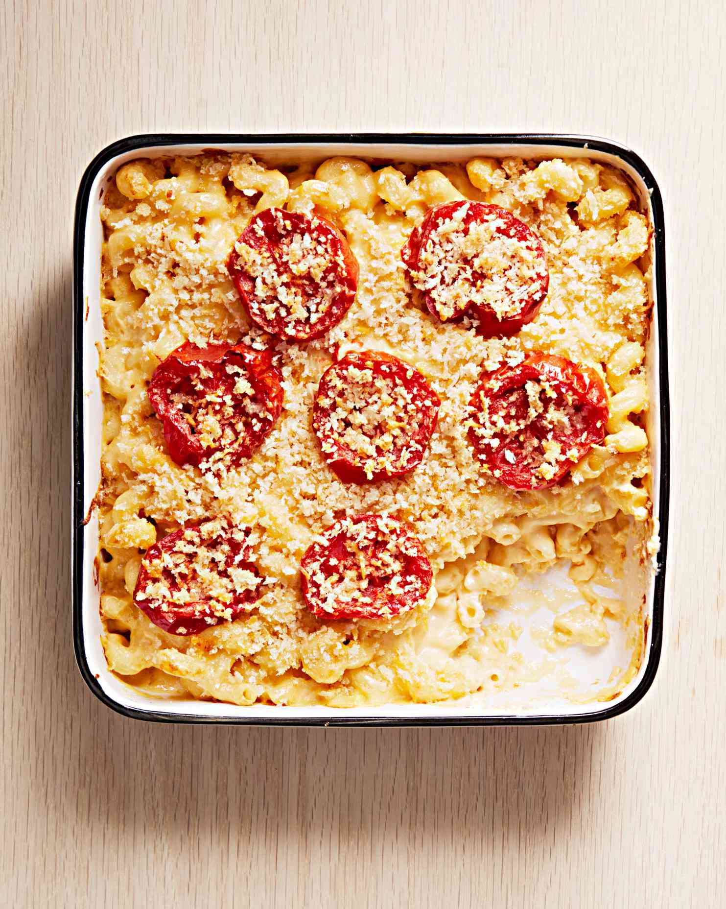 baked macaroni and cheese with broiled tomatoes