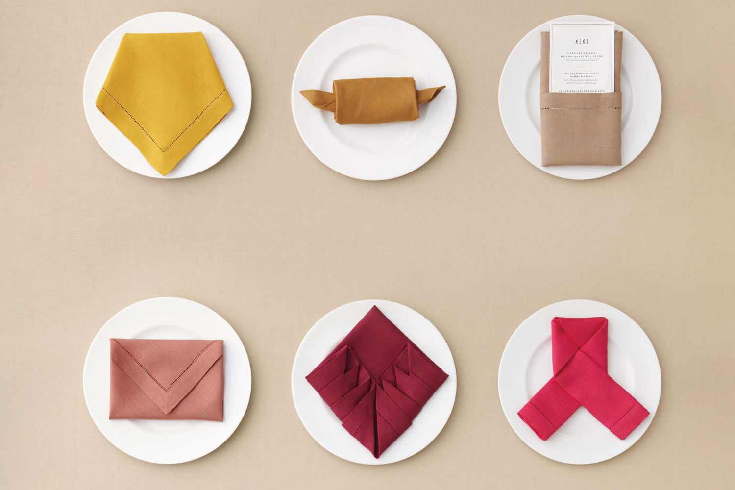 colorful folded table napkins