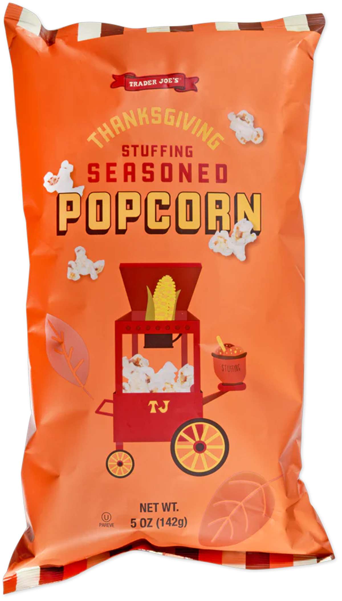Trader Joes Thanksgiving stuffing seasoned popcorn package
