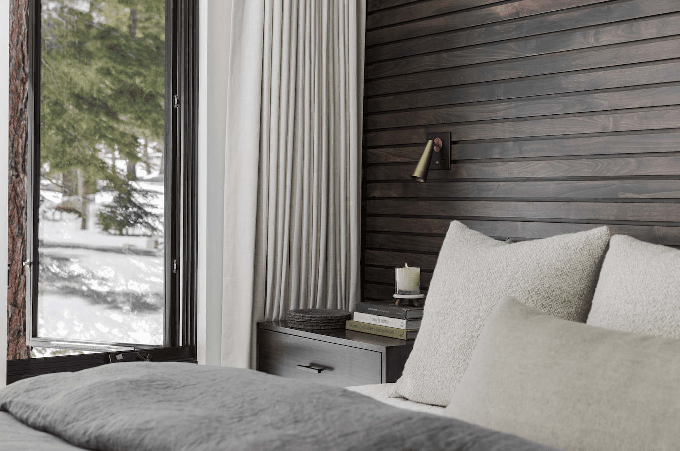 horizontal wood paneling bedroom wall
