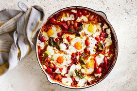 cheesy butter-bean shakshuka