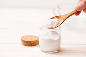Wooden spoon with baking soda