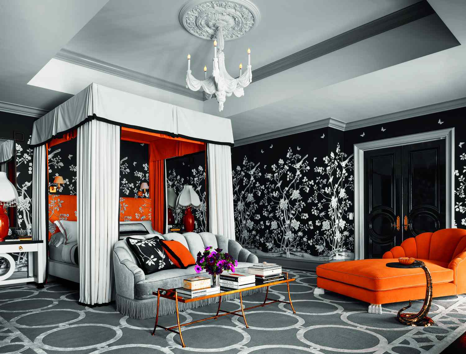 black and orange bedroom 