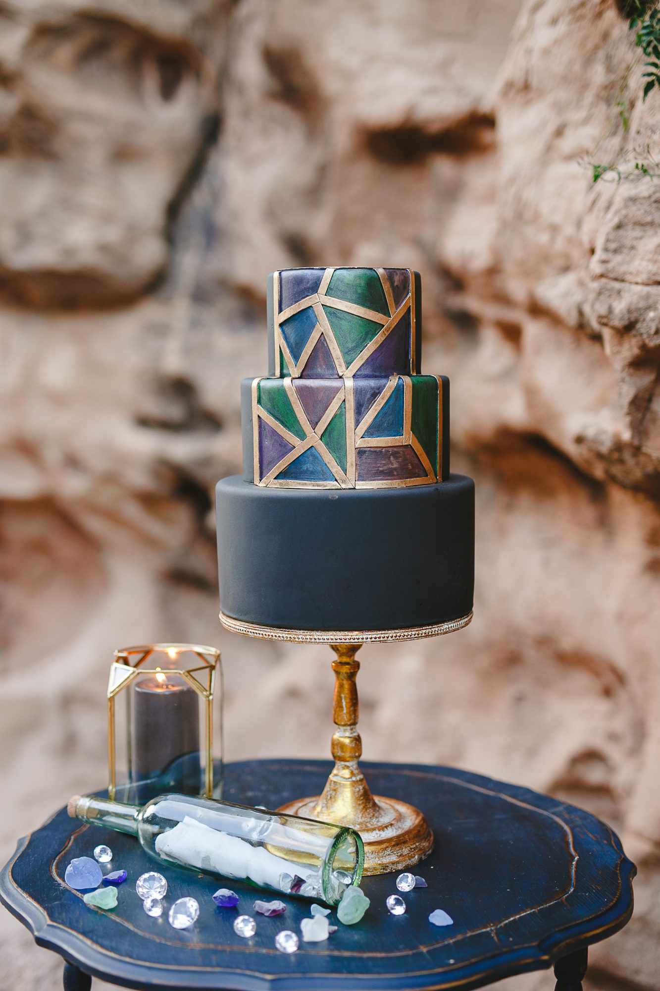 Small Wedding Cake with Geometric Details
