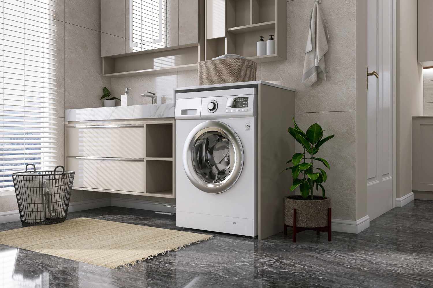 home laundry room with washing machine