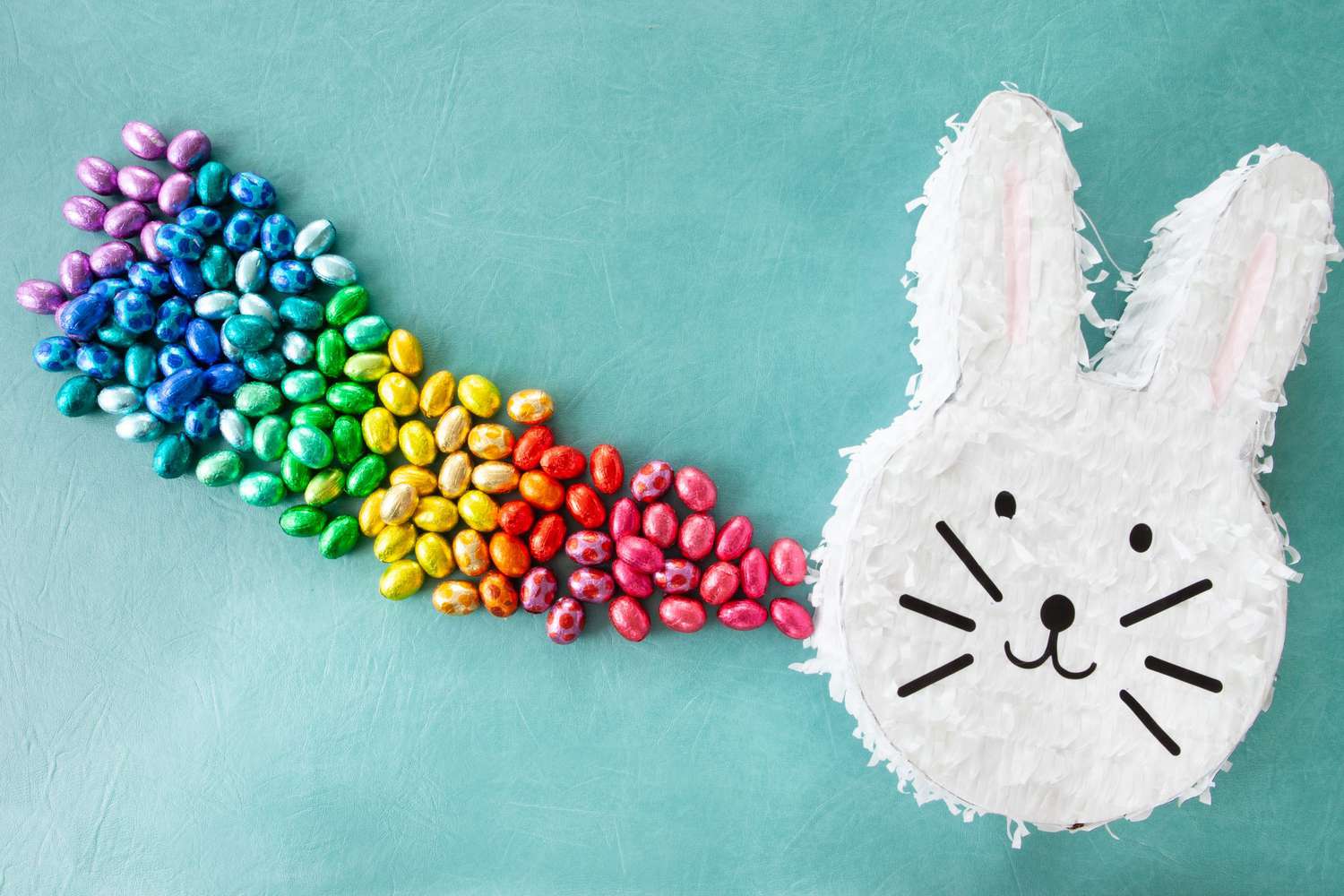Easter bunny pinata with candy eggs