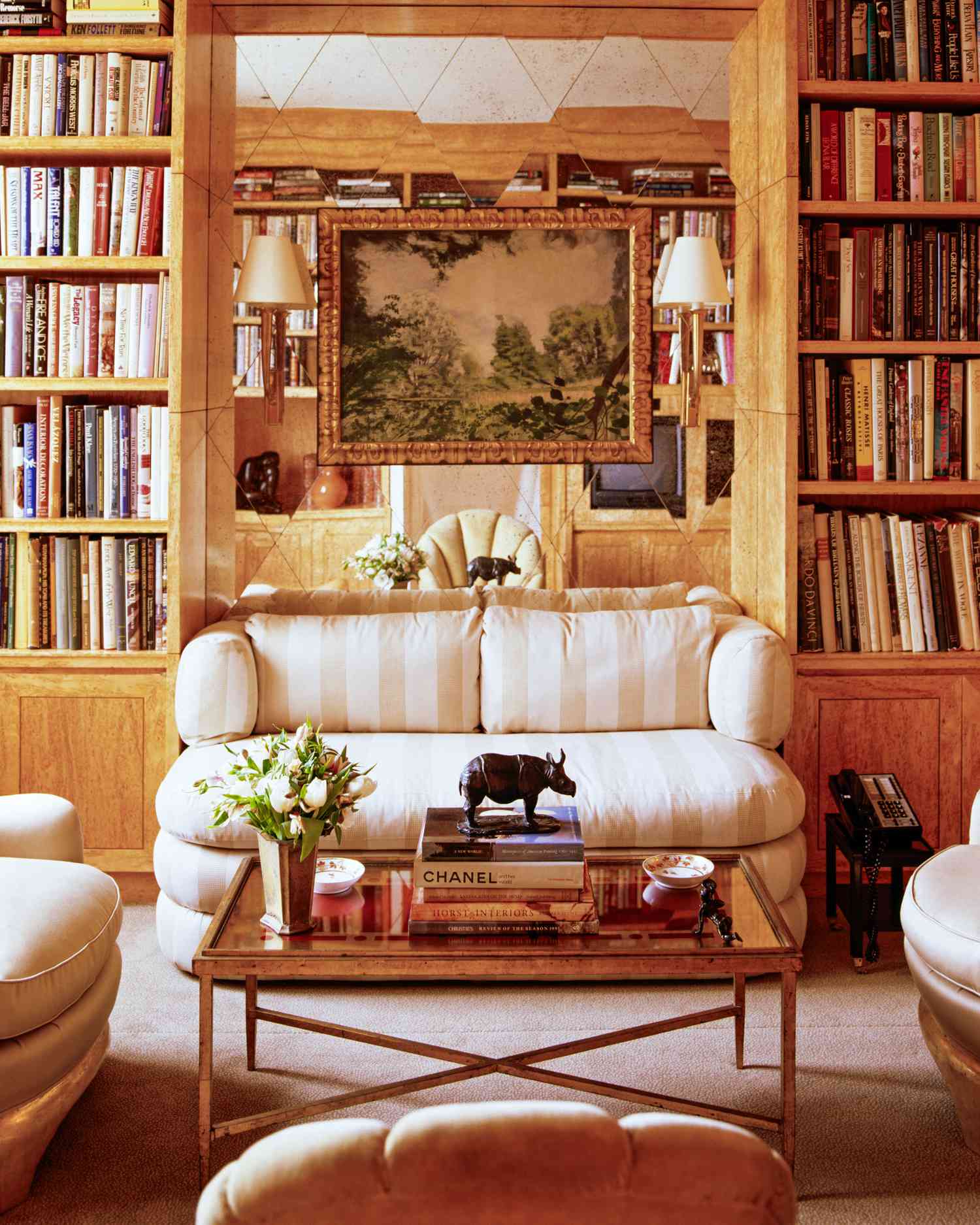 coffee table with layering books and decor