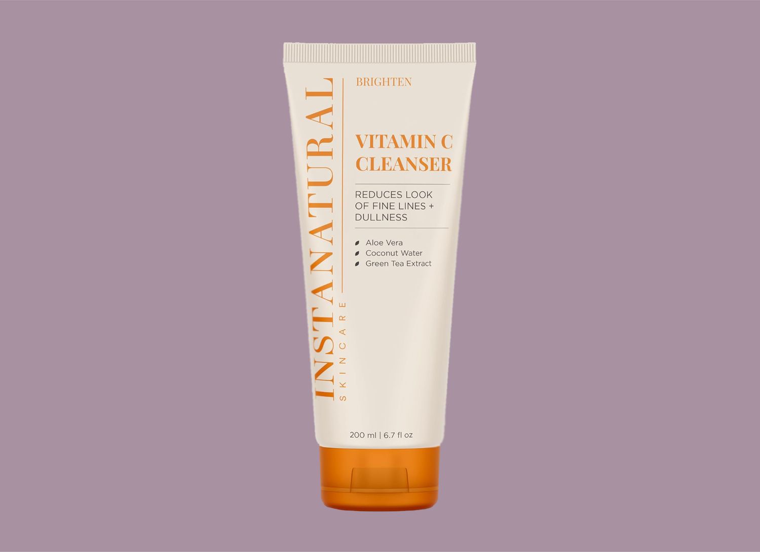 InstaNatural vitamin C cleanser on a purple background