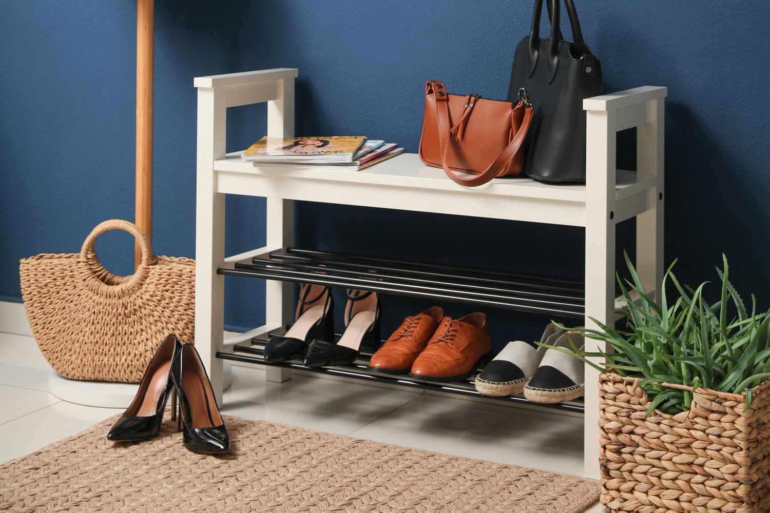 Shoe rack in entryway