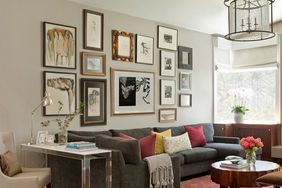 Gallery wall above a sofa